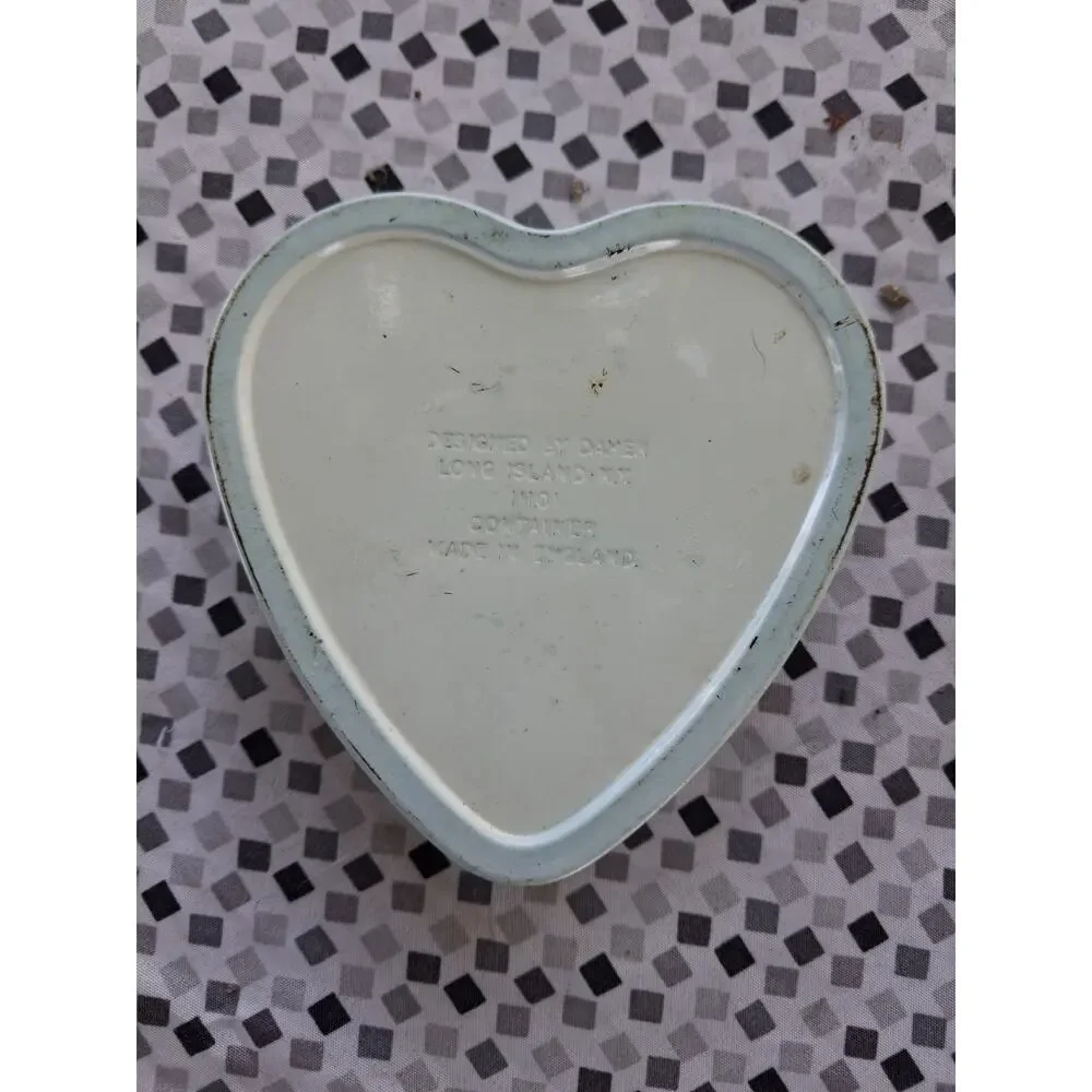 Vintage Heart-Shaped Butterfly Tin – Floral Design – Gold Interior